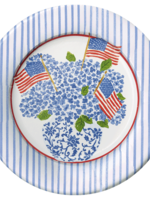 Caspari Salad Plate : Flags and Hydrangeas