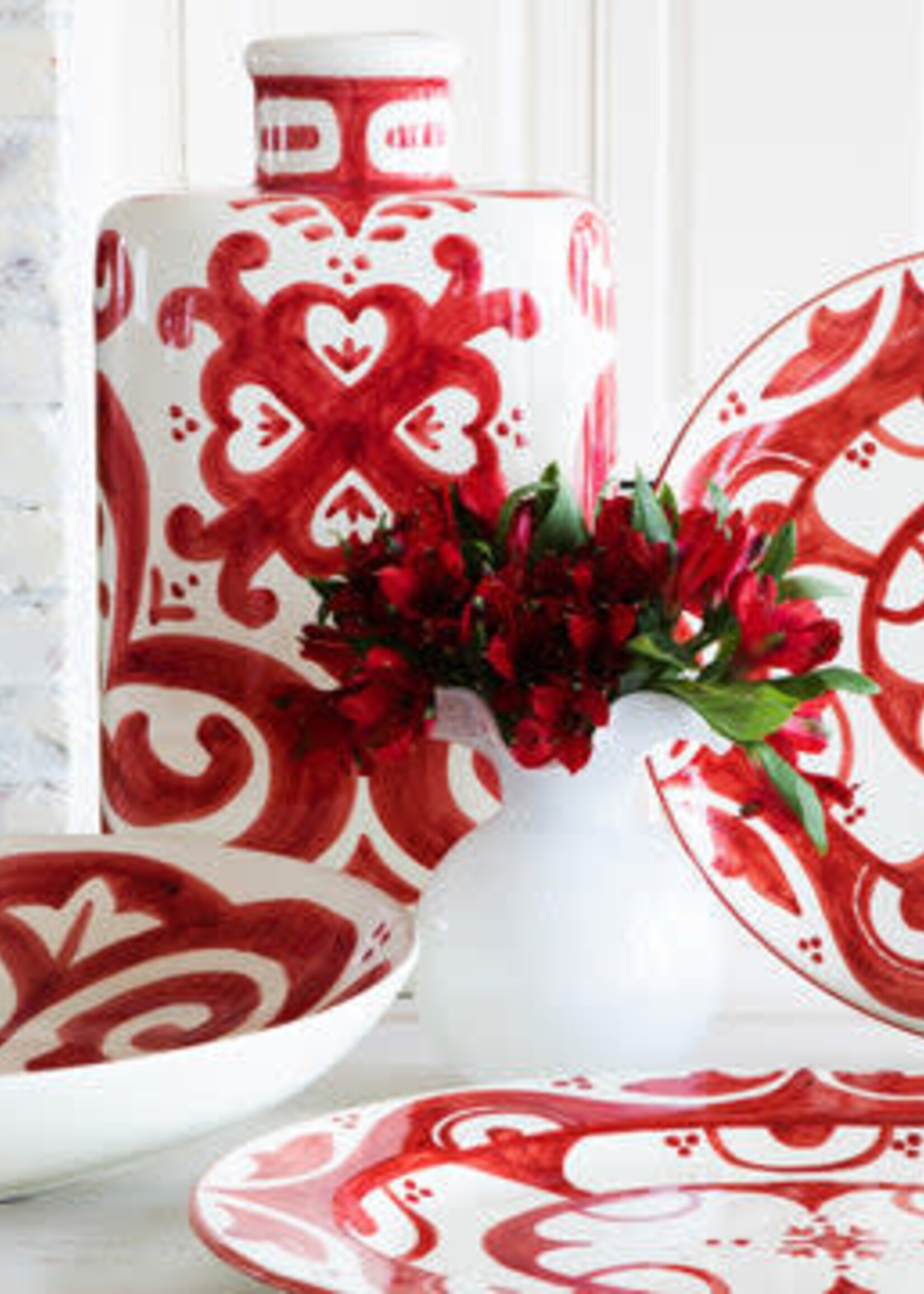 Vietri Mosaico Red Oval Vase LG Retired