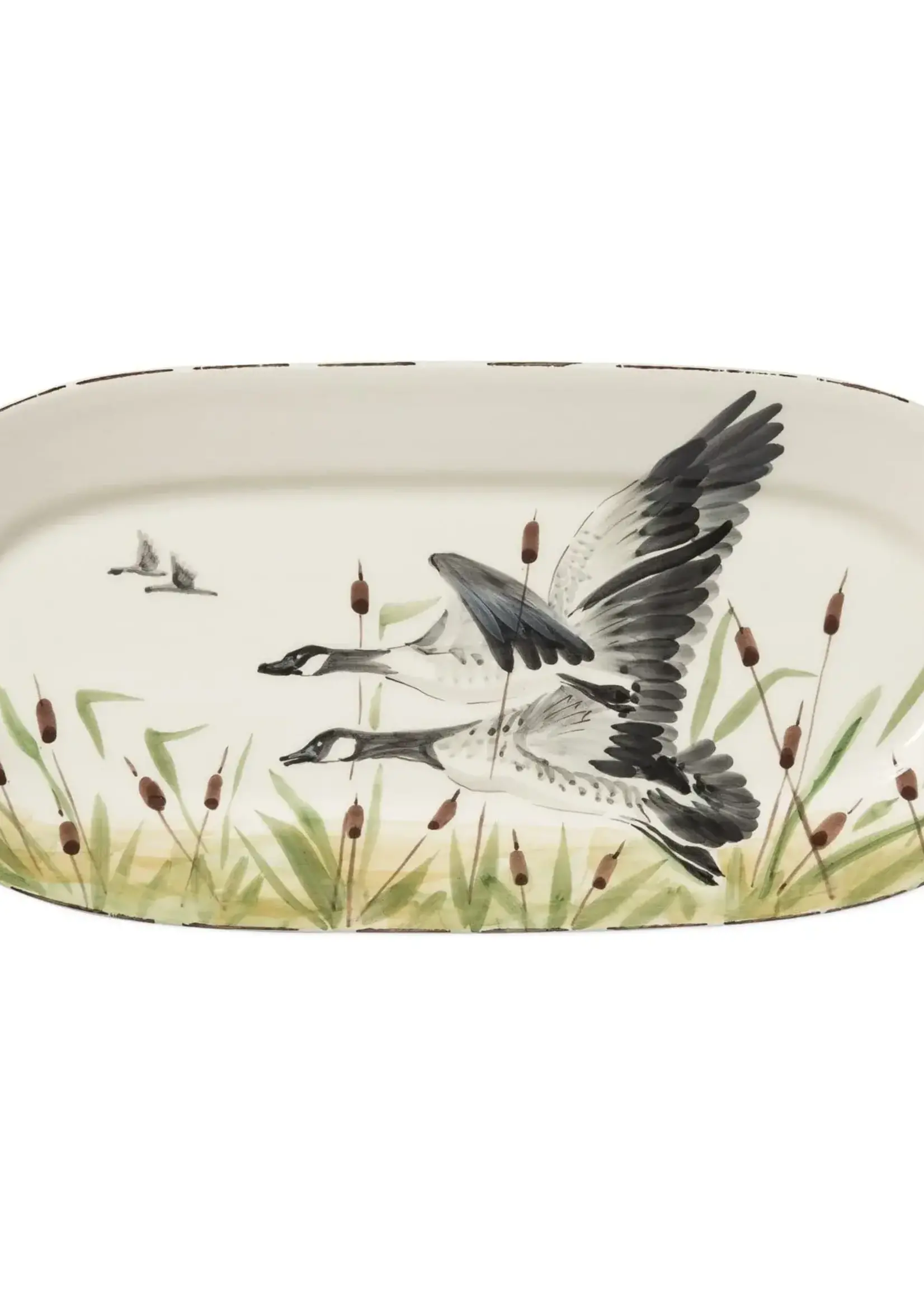 Vietri Wildlife Geese Small Oval Platter Retired 2024