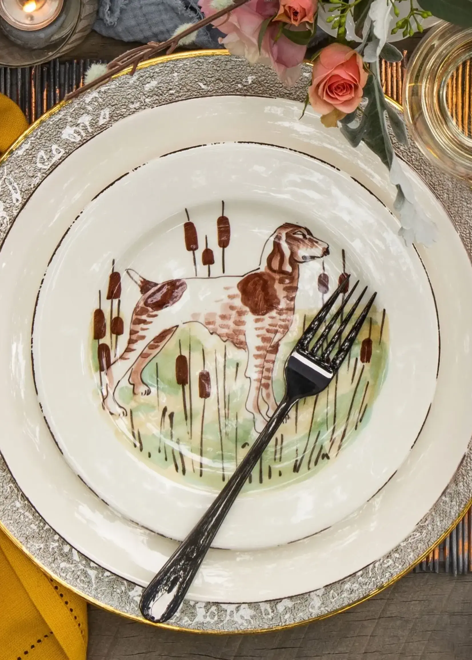 Vietri Wildlife Spaniel Salad Plate