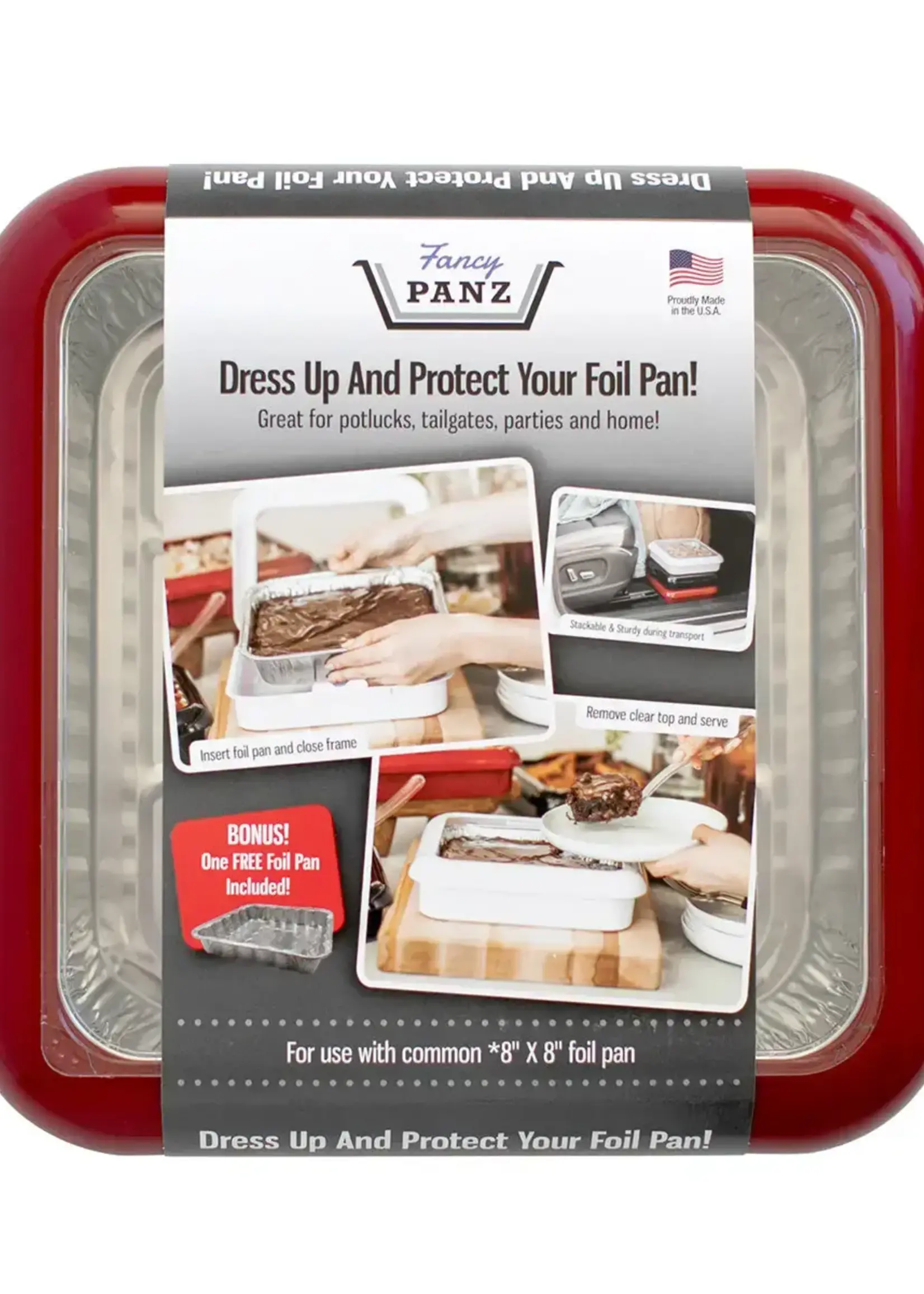 Fancy Panz Square Red 8x8 Foil Pan Holder