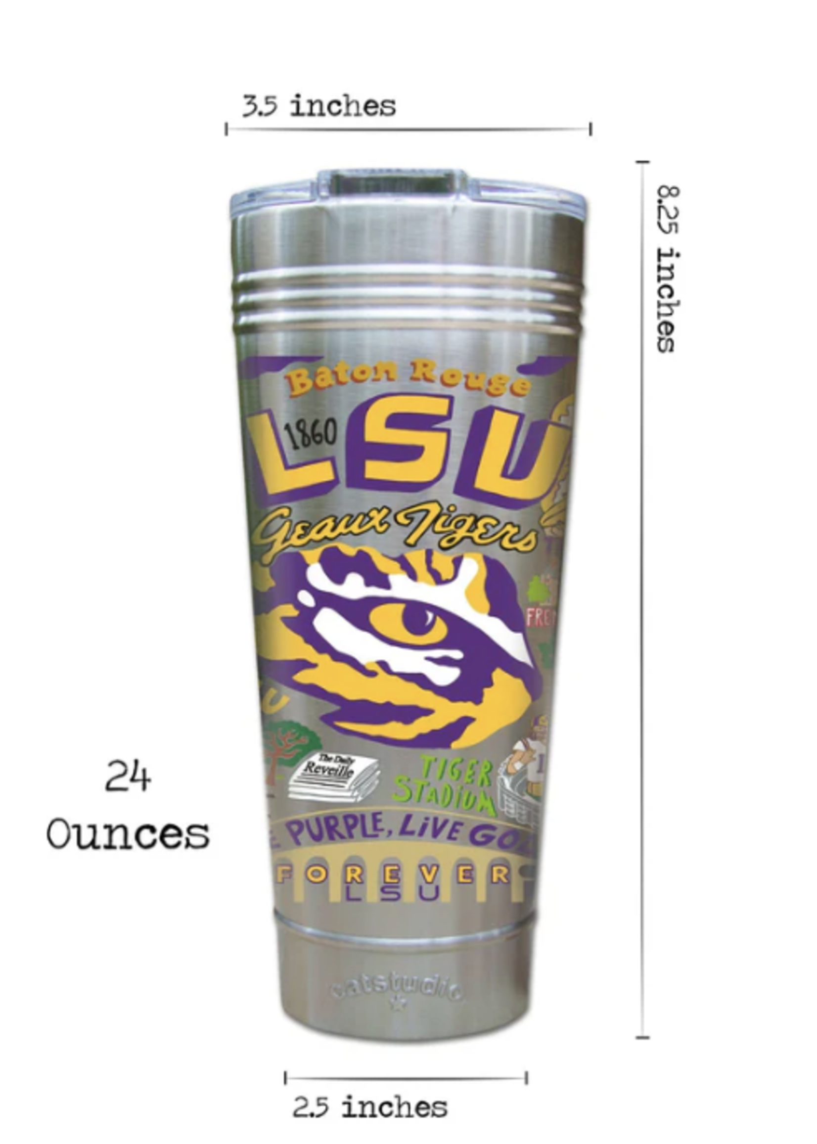 Cat Studio LSU 24oz Stainless Steel Tumbler