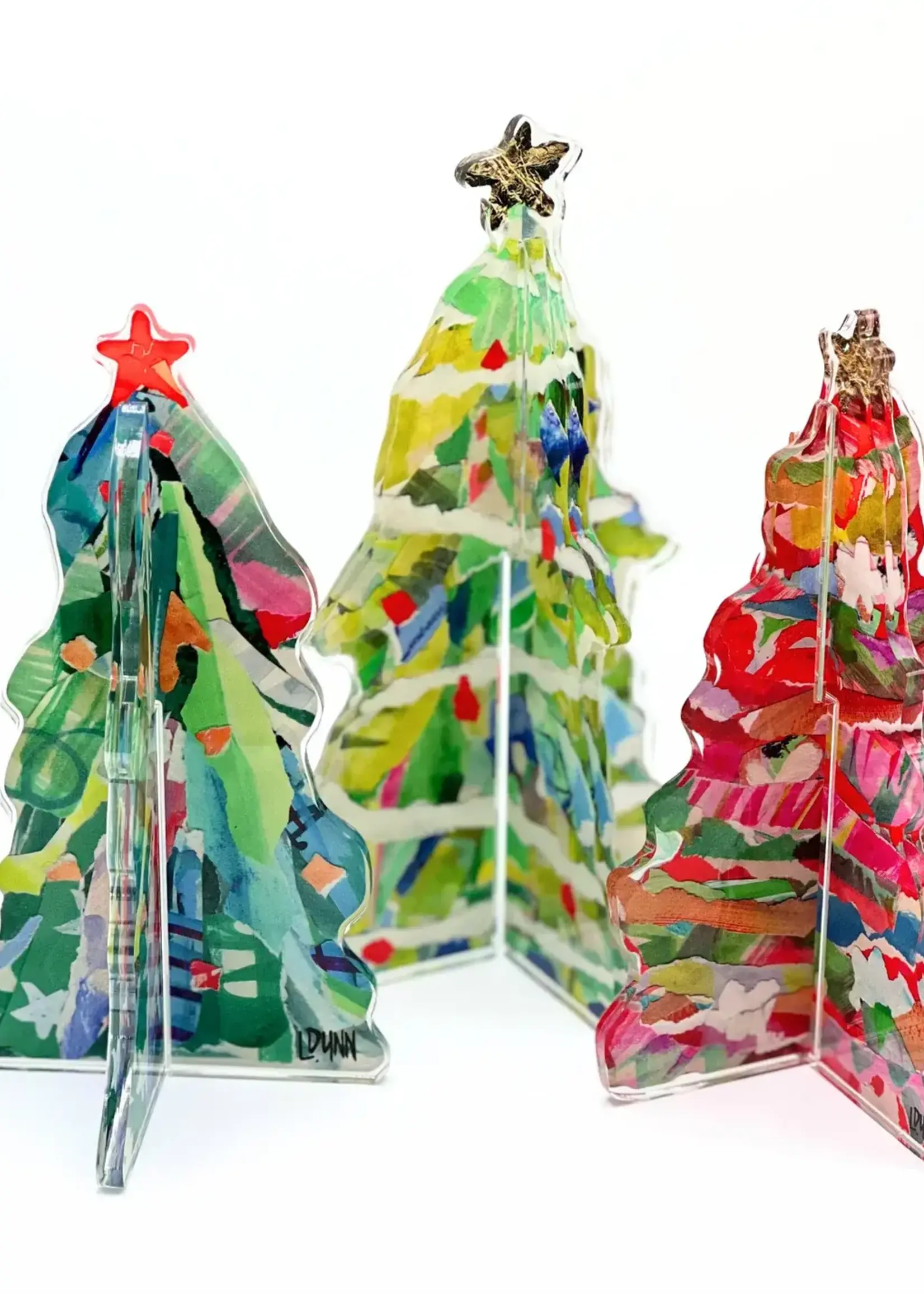 Lauren Dunn Set/3 3-D Adorned Christmas Tree Collection