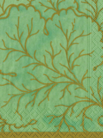 Caspari Cocktail Napkins : Gilded Majolica Celadon