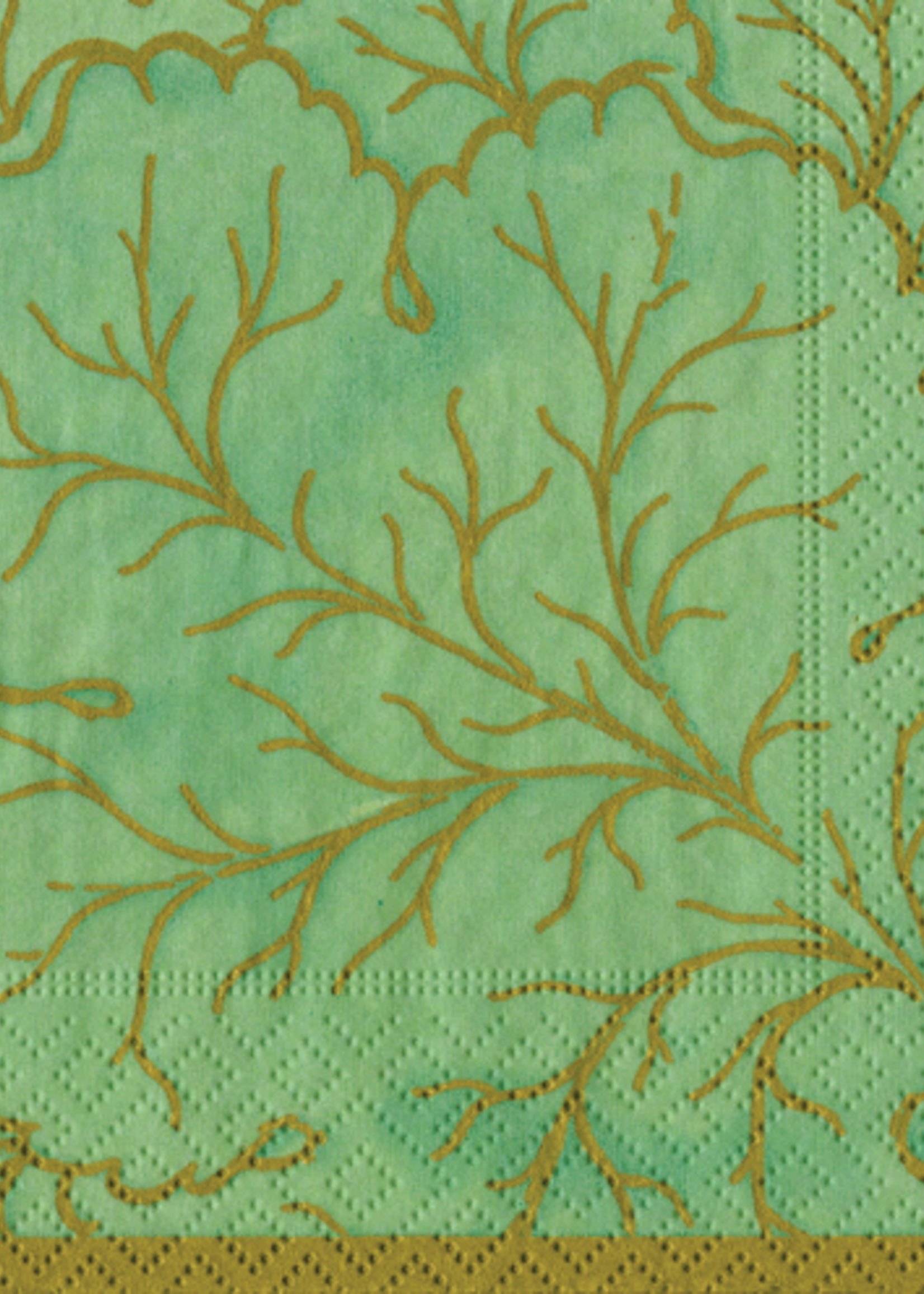 Caspari Cocktail Napkins : Gilded Majolica Celadon
