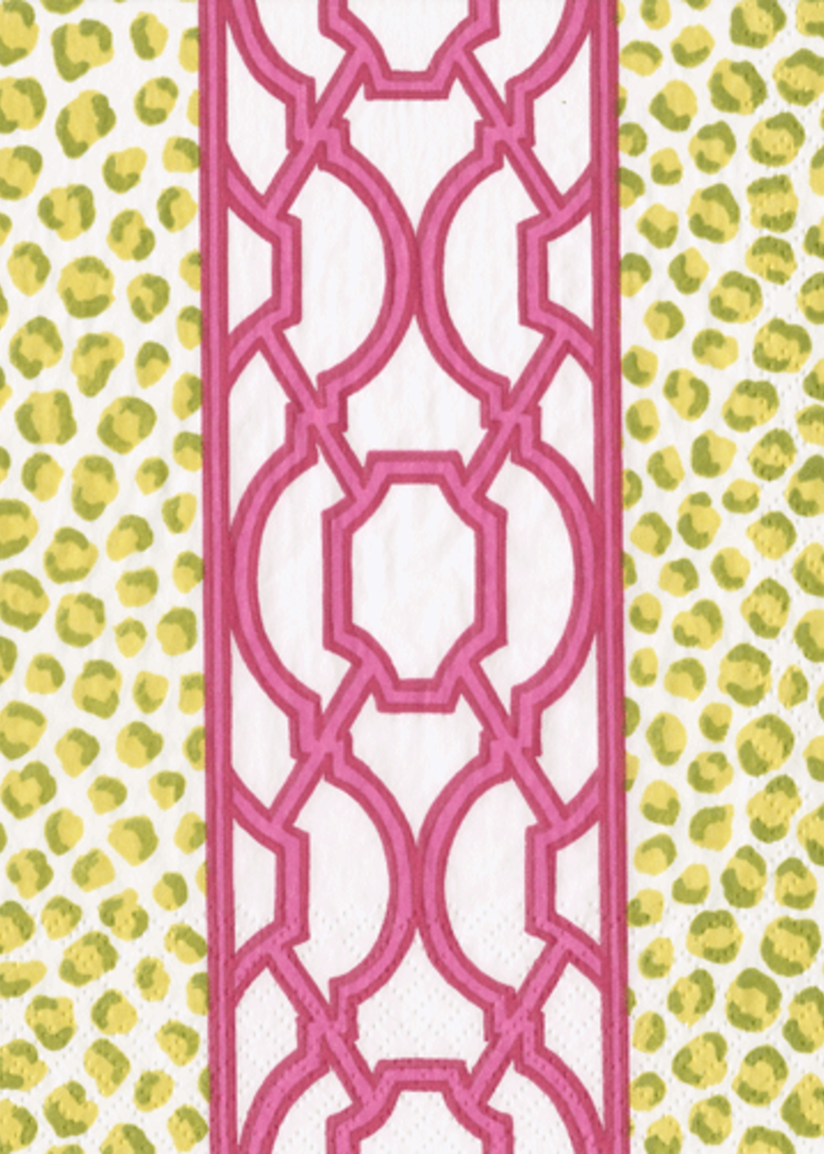 Caspari Cocktail Napkins : Knots and Spots Green/Fuchsia