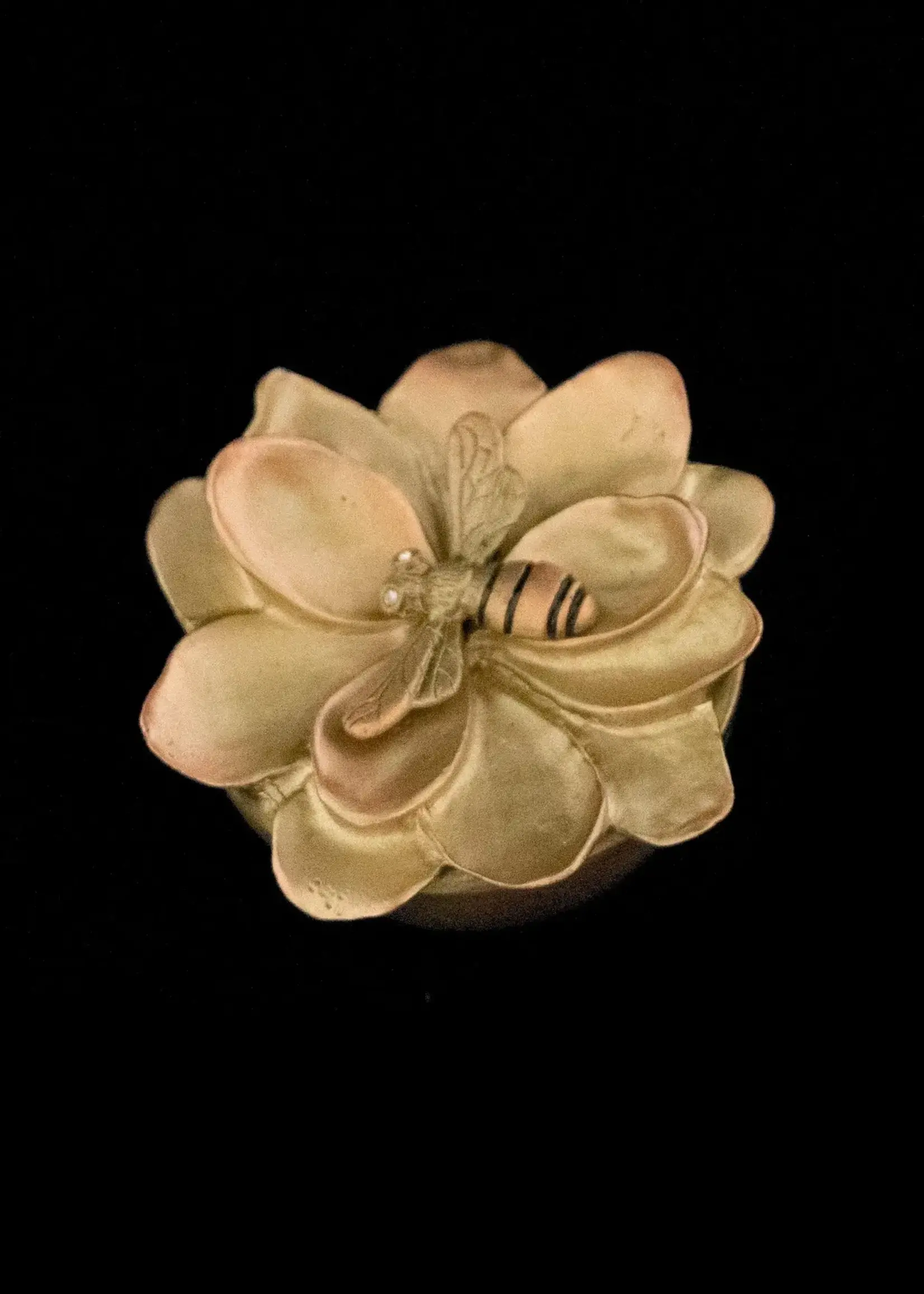 Antique Brass Finished Pewter Honey Bee Box