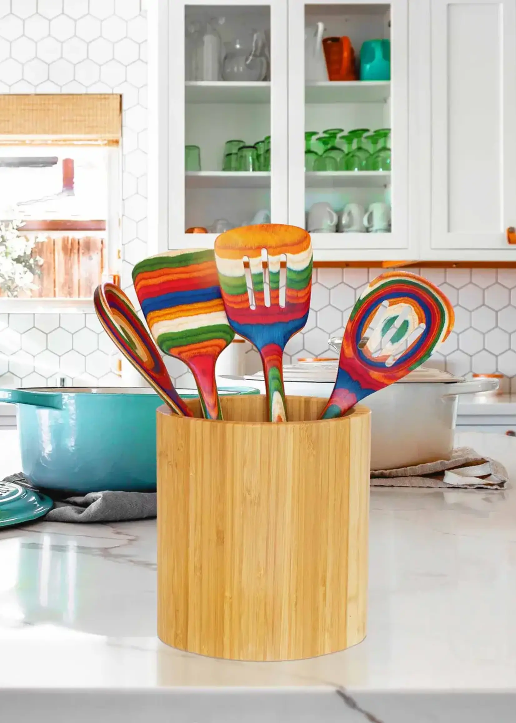 Bamboo Oval Utensil Holder