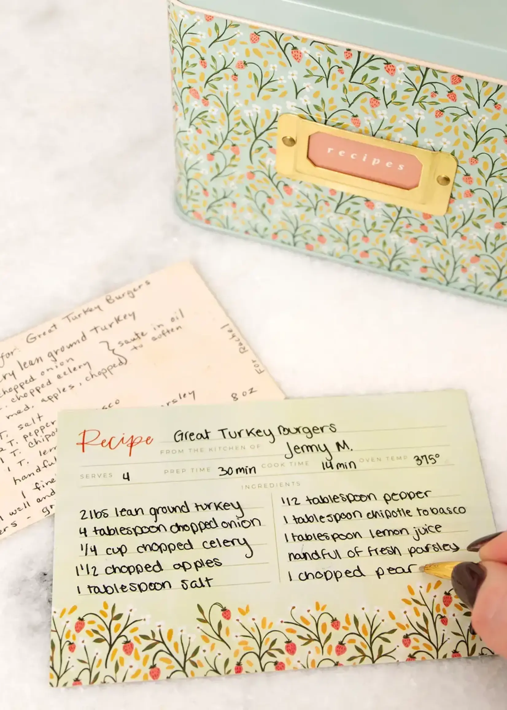 1Canoe2 Letterpress Strawberry Meadow Recipe Cards