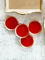 Vietri Florentine Wooden Red & Gold Coasters S/4 Retired w/ Sale Price