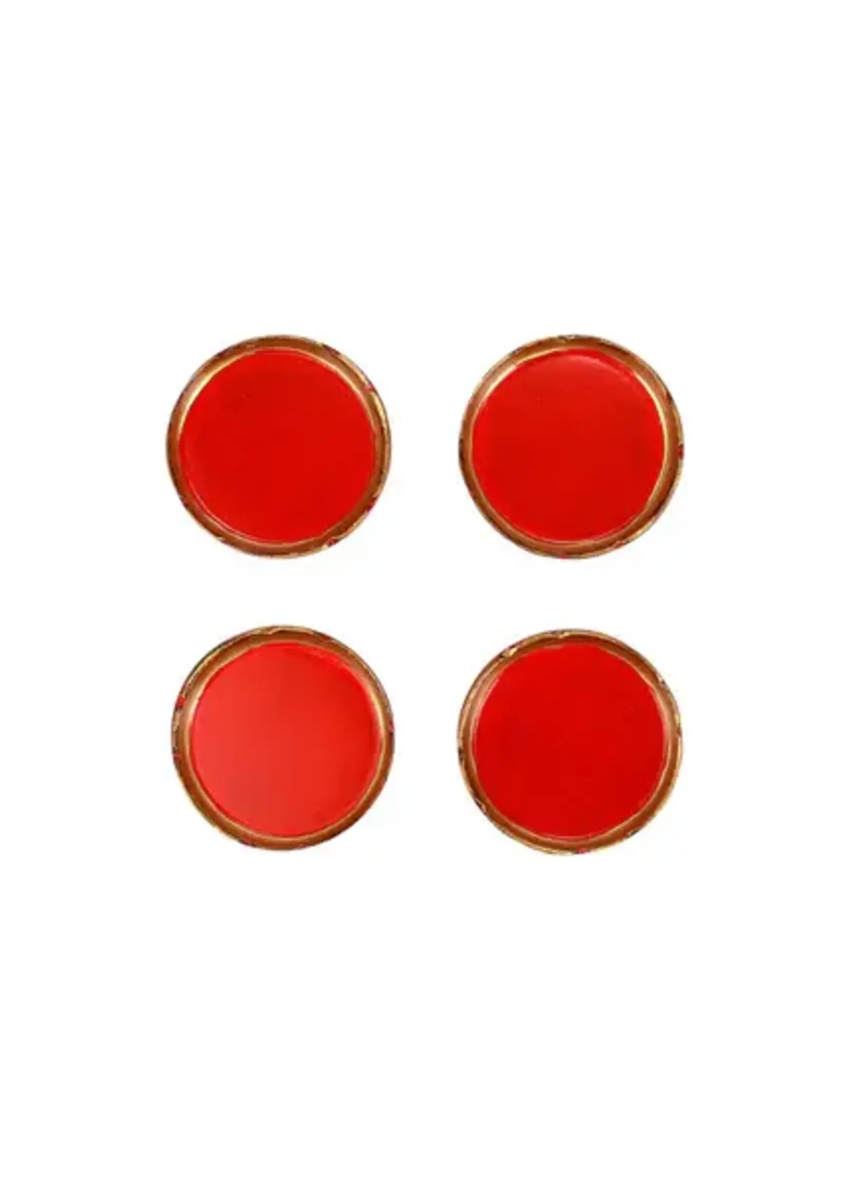Vietri Florentine Wooden Red & Gold Coasters S/4 Retired w/ Sale Price