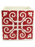 Vietri Mosaico Red Large Square Cachepot Retired