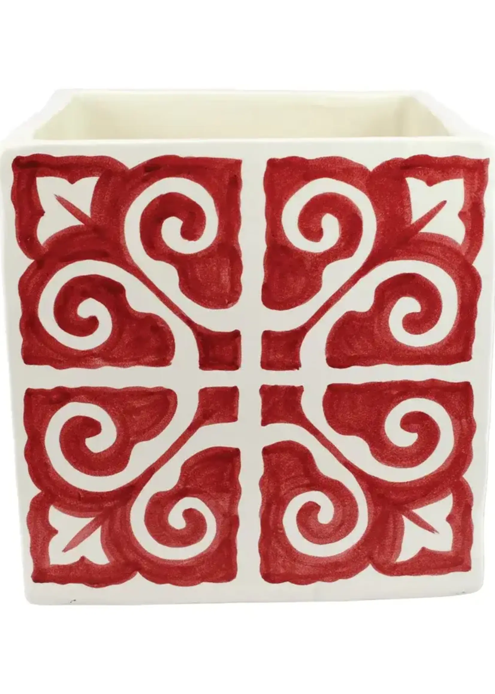 Vietri Mosaico Red Large Square Cachepot Retired