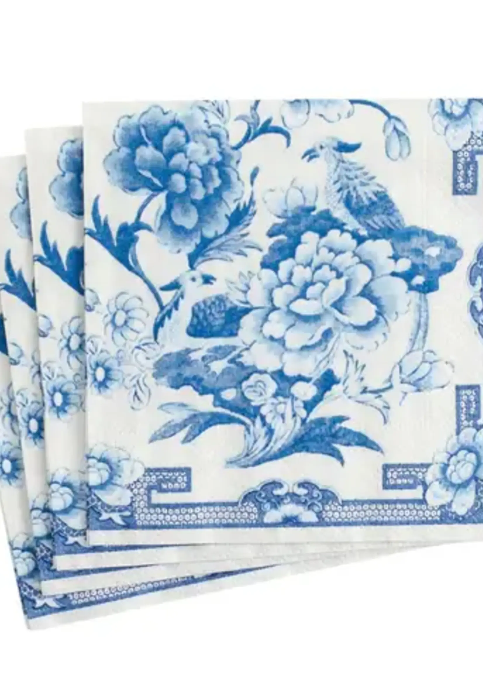 Caspari Cocktail Napkins : Blue & White