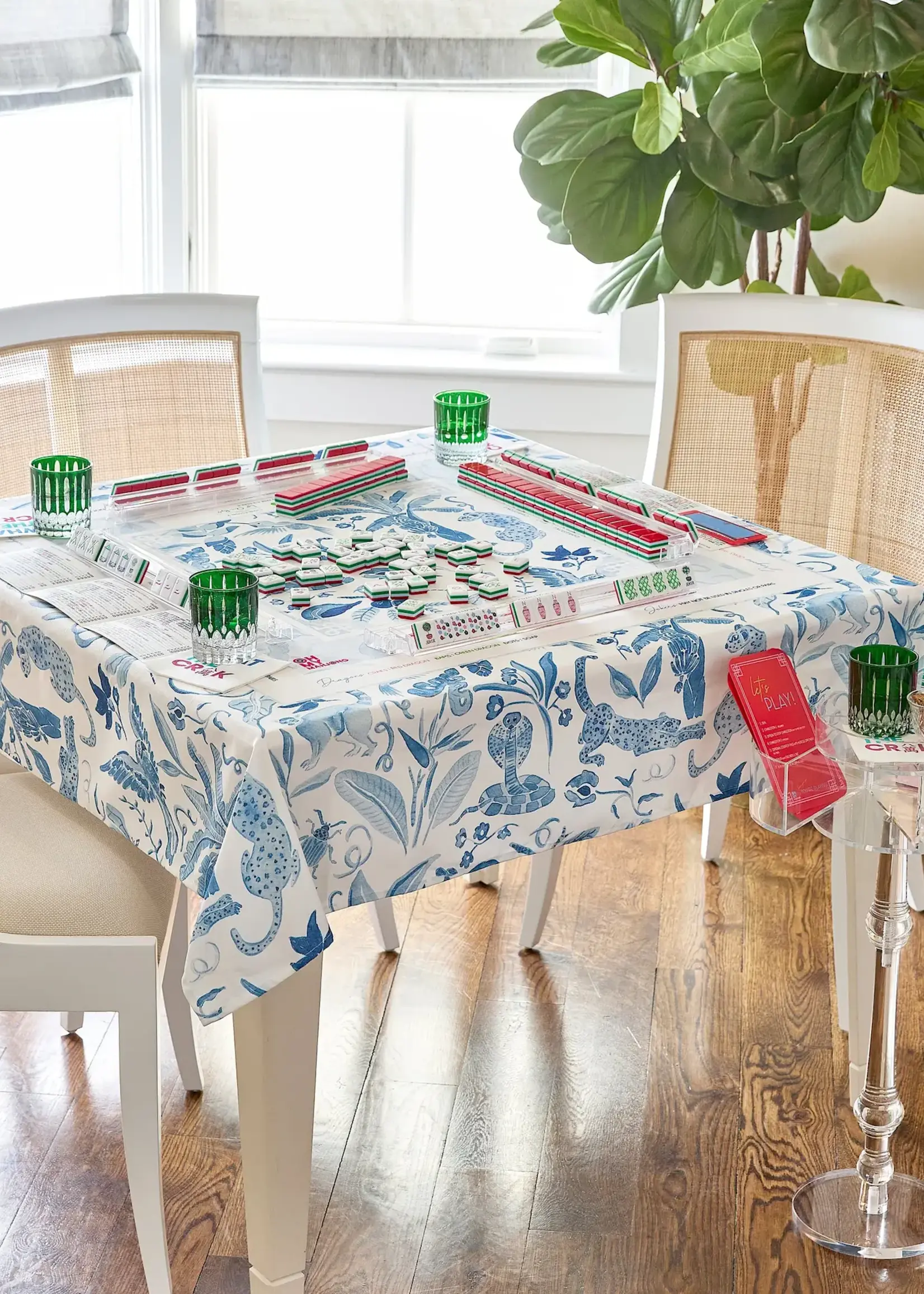 Oh My Mahjong Tablecloth : Amazon Blue