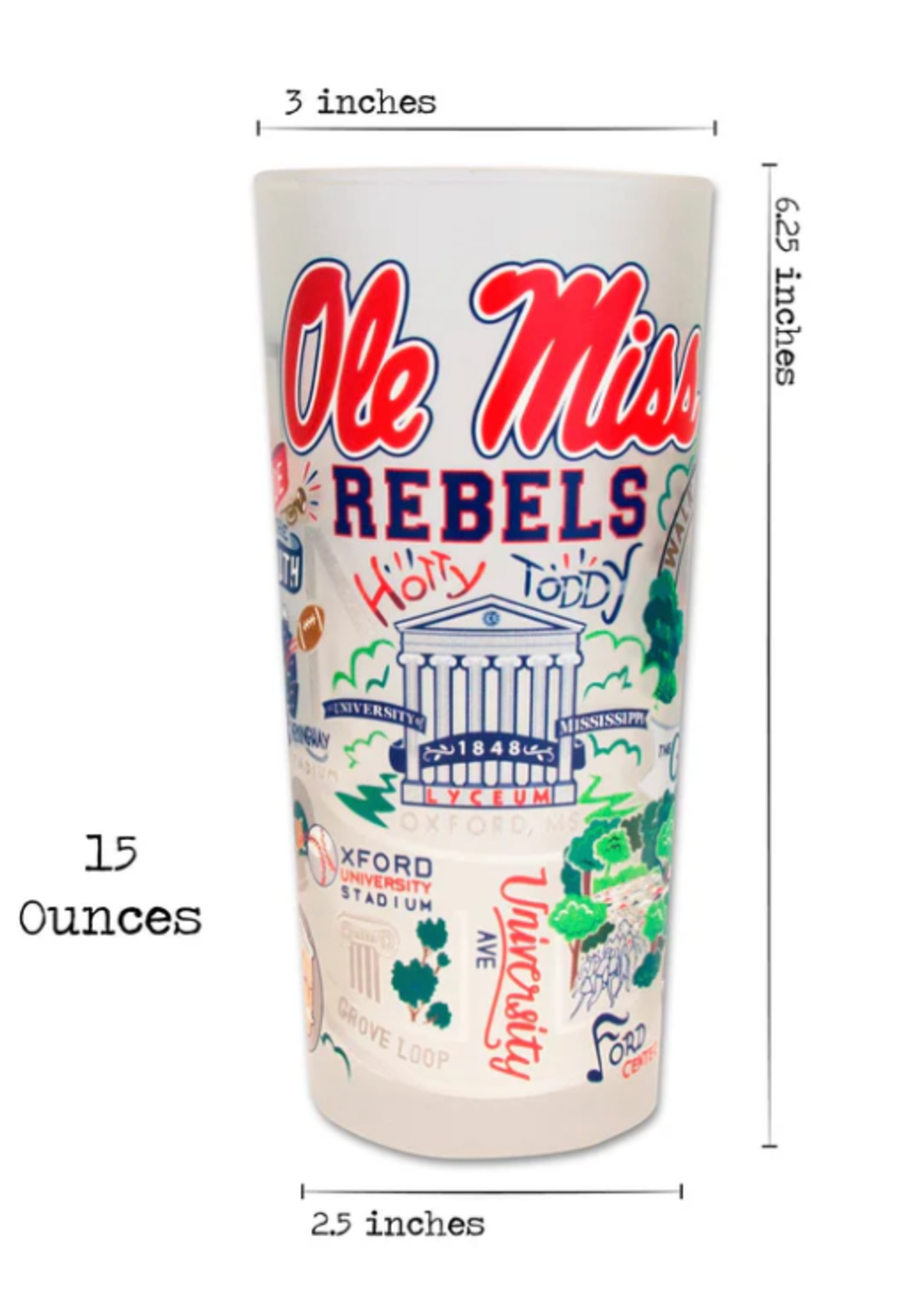 Cat Studio Ole Miss Drinking Glass