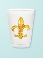 Taylor Paladino Gold Fleur De Lis Frosted Cups