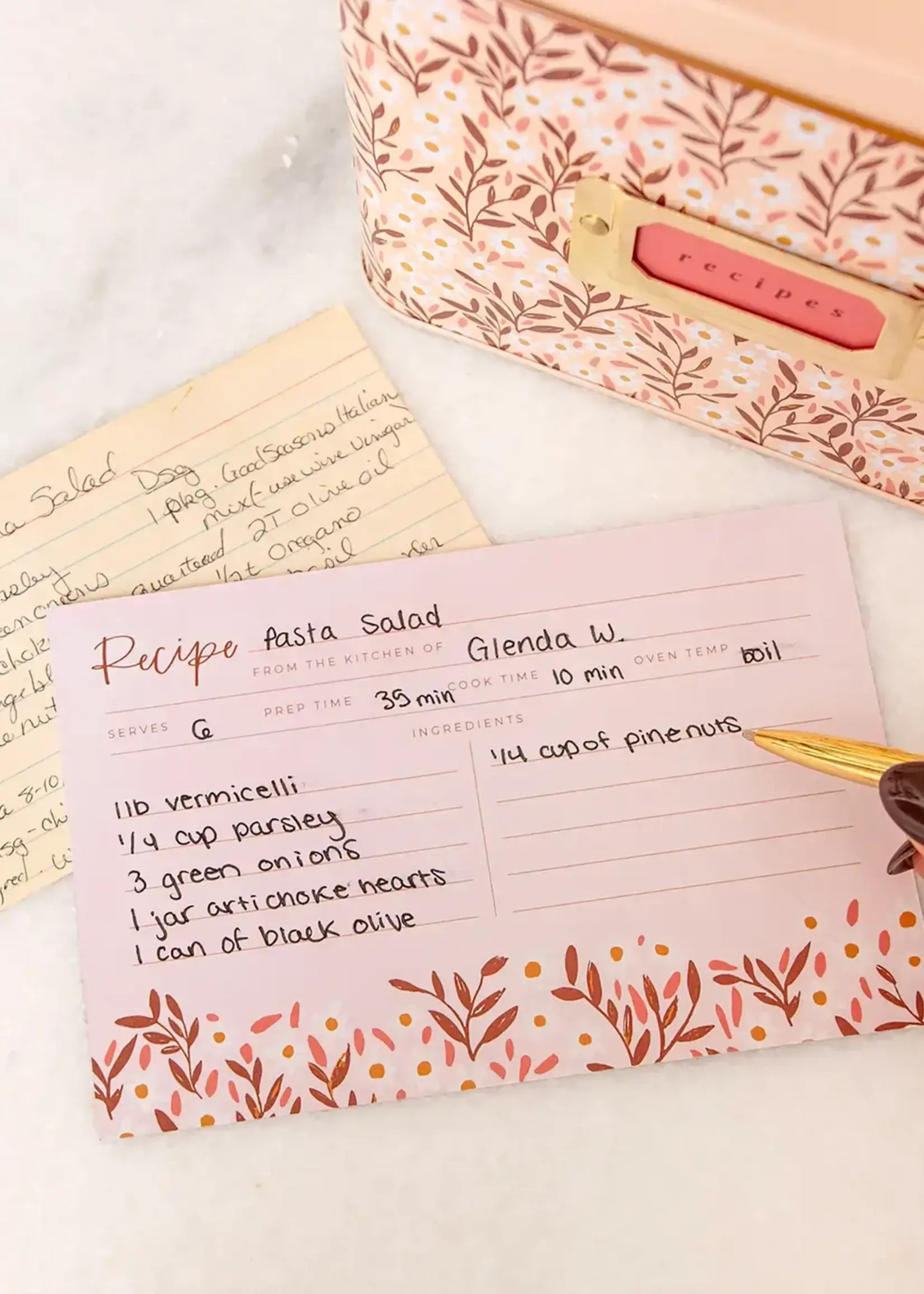 1Canoe2 Letterpress Pink Daisy Recipe Cards