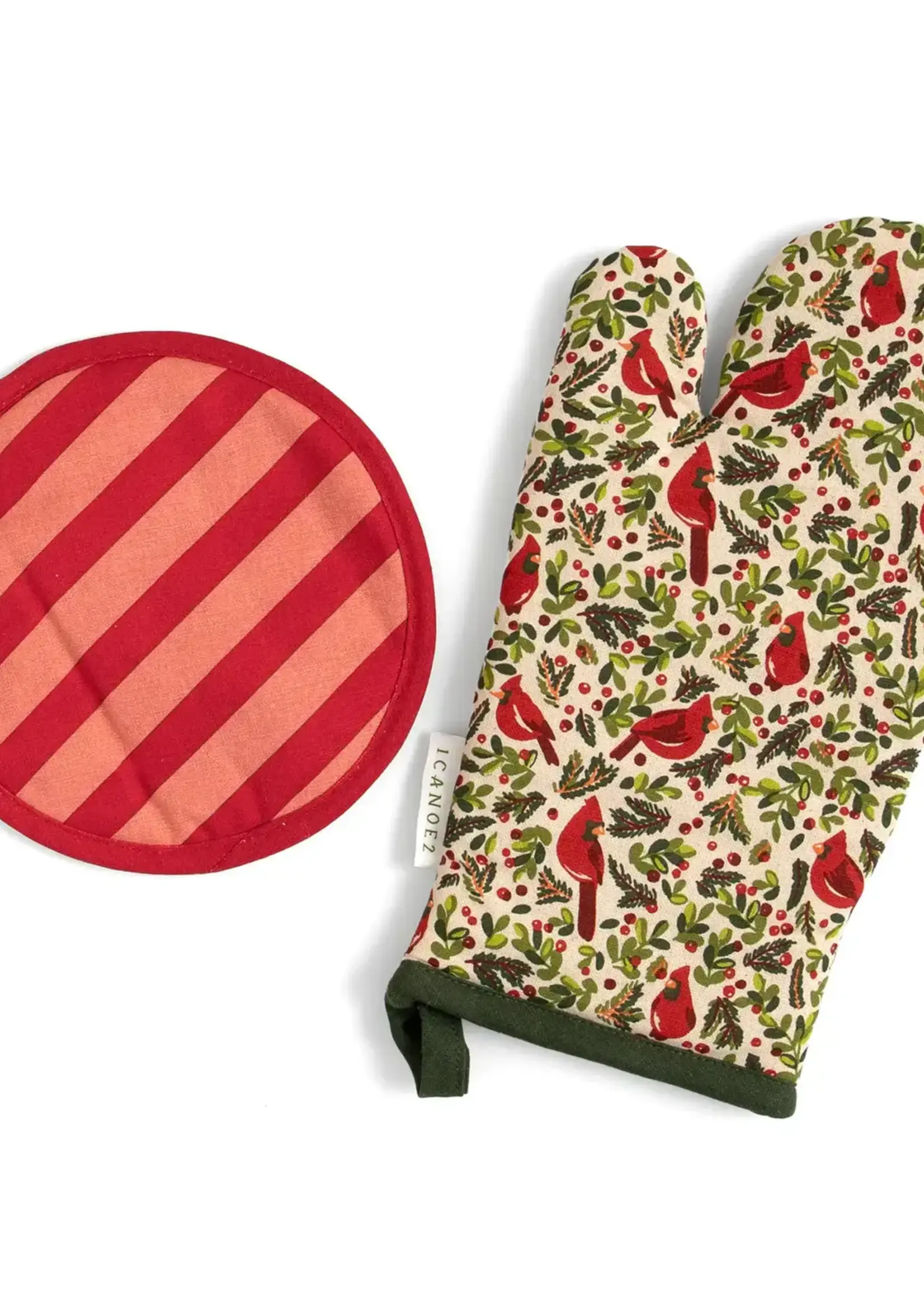 1Canoe2 Letterpress Cardinal Pot Holder Set