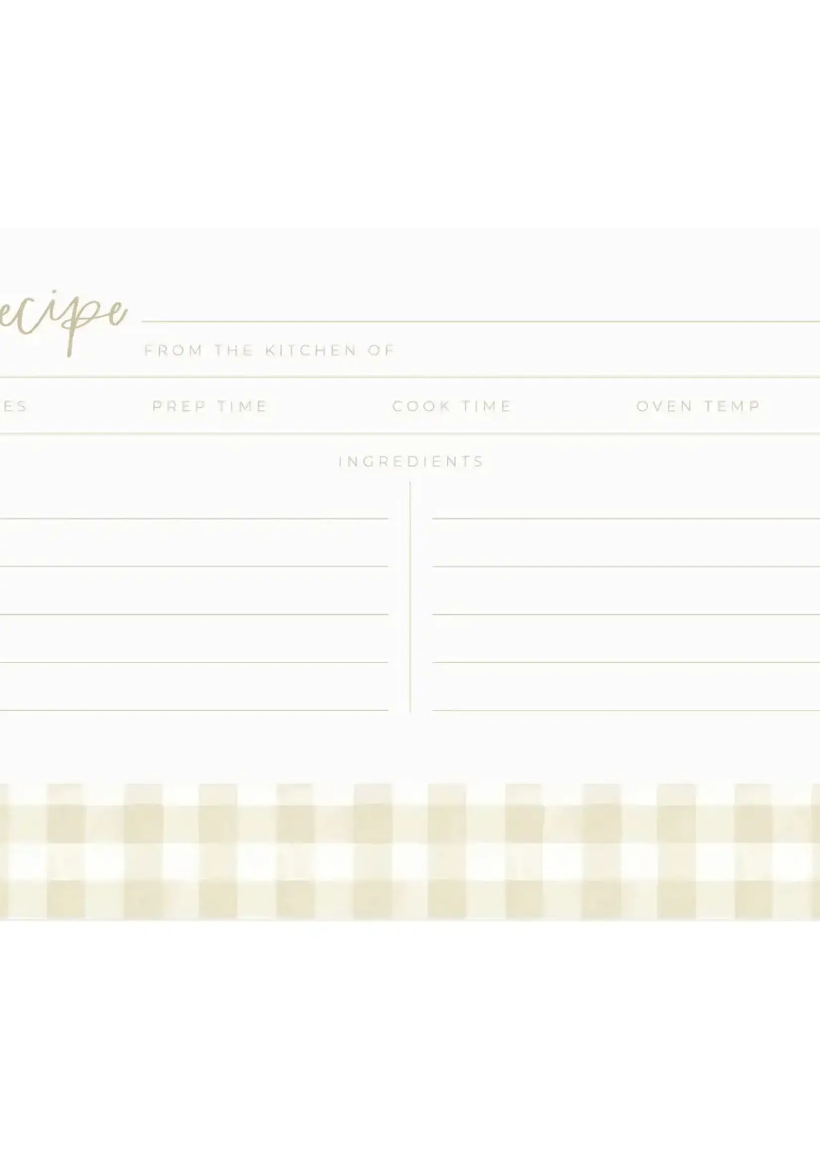 1Canoe2 Letterpress Beige Gingham Recipe Cards