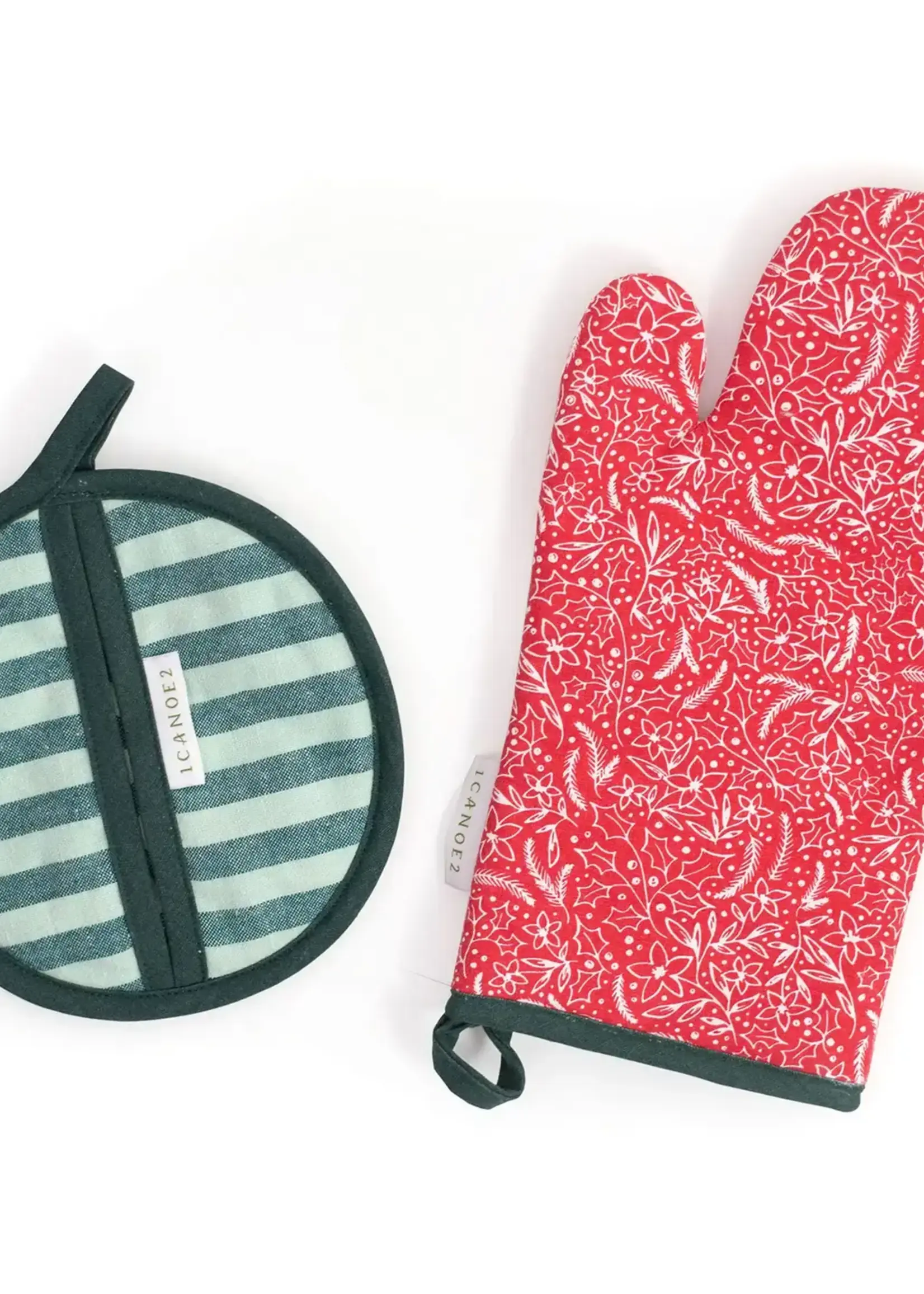 1Canoe2 Letterpress Holiday Flora Pot Holder Set