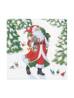 Caspari Cocktail Napkins : Woodland Santa