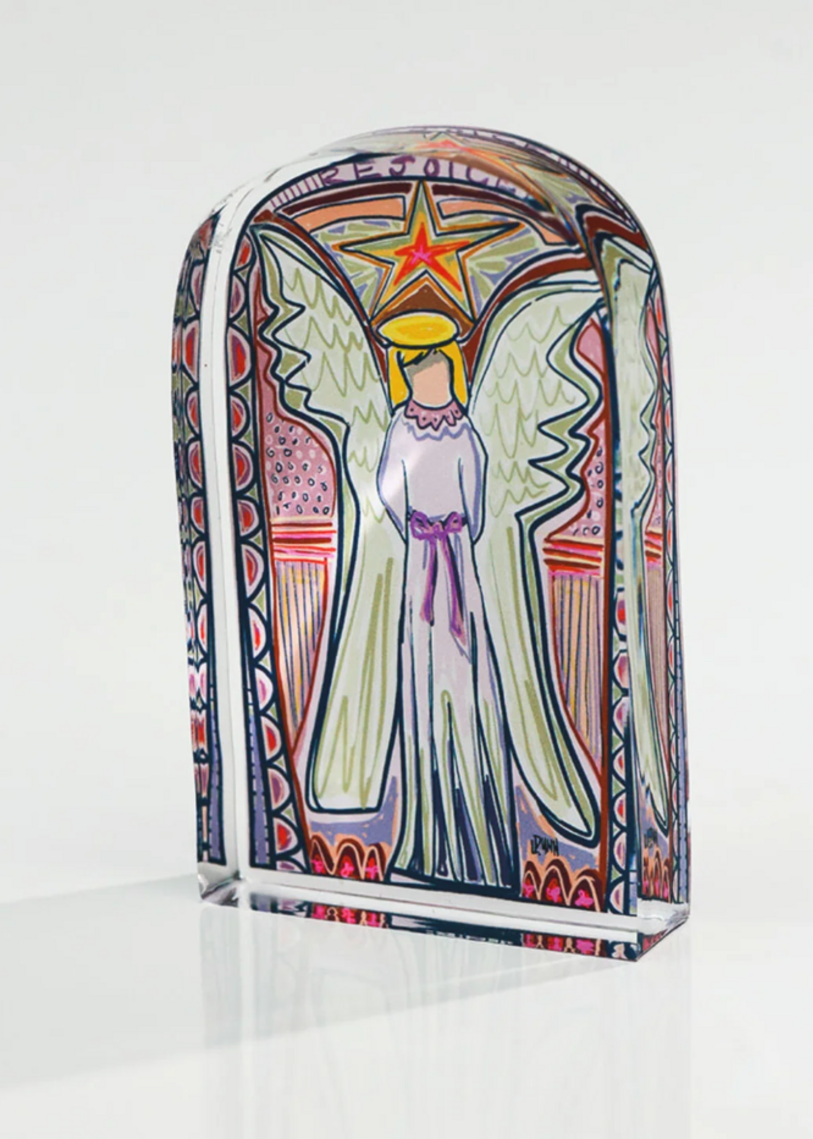 Lauren Dunn Pink Stained Glass Acrylic Angel