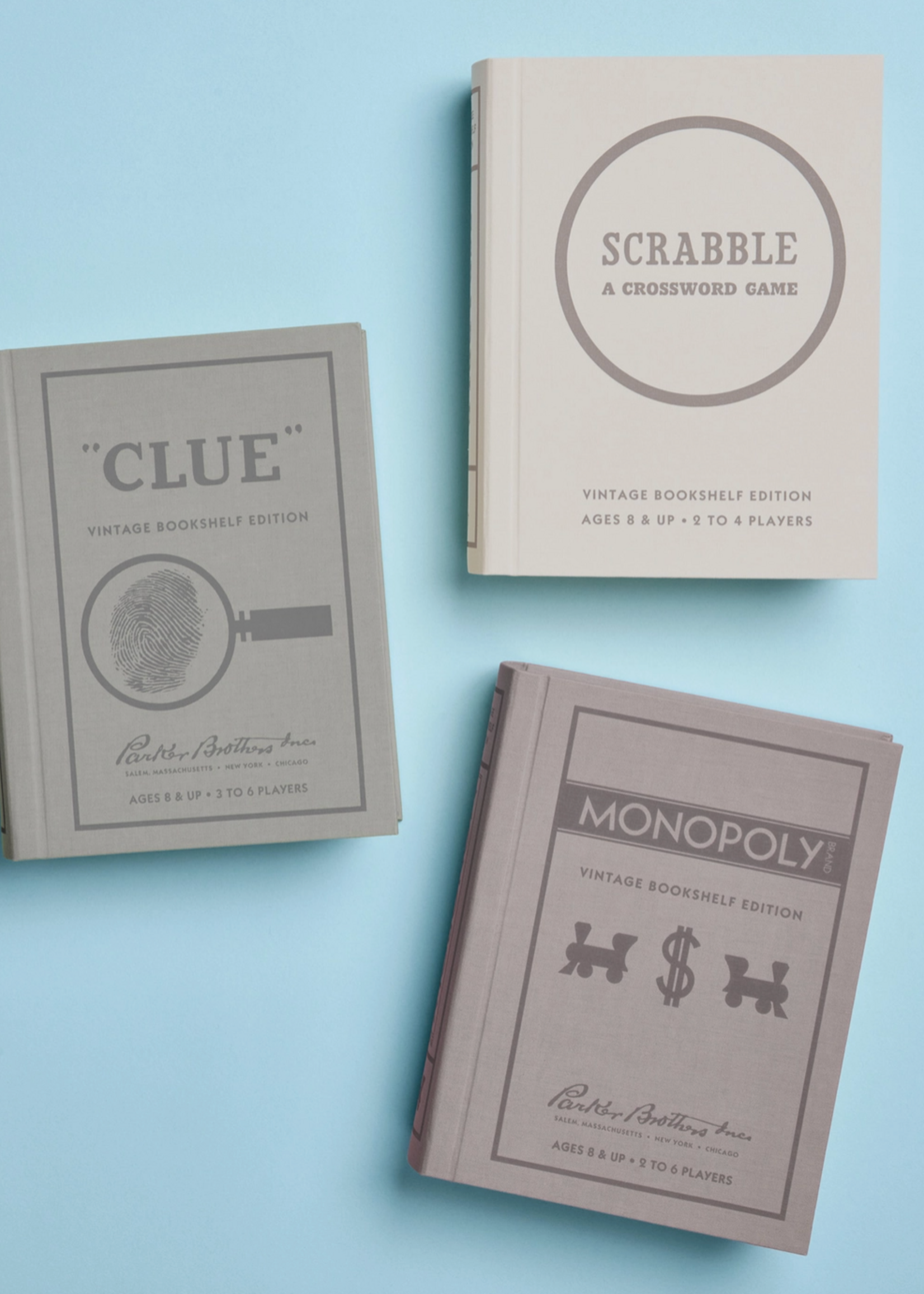 WS Game Company Scrabble, Monopoly, Clue Vintage Bookshelf Assortment