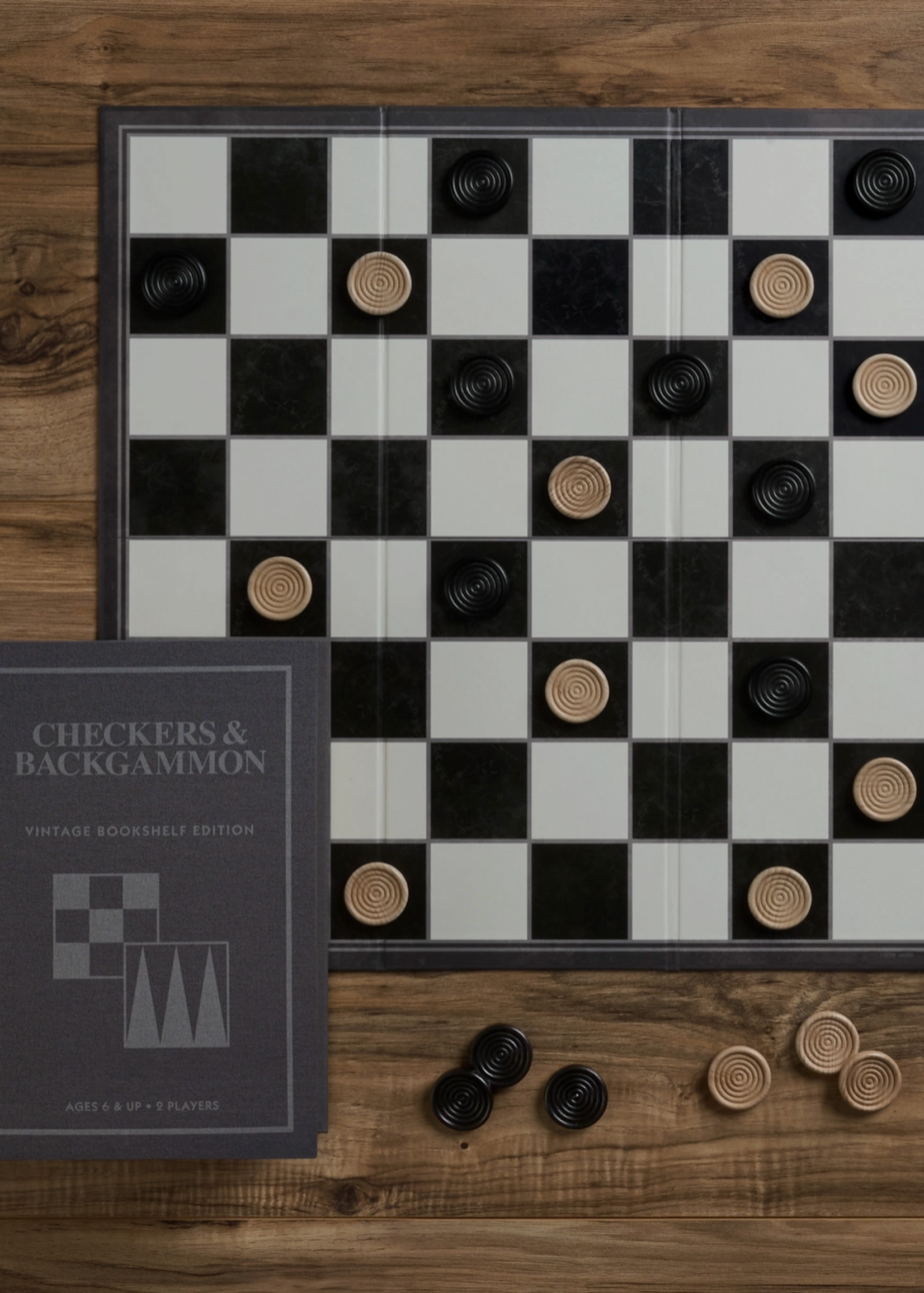 WS Game Company Checkers & Backgammon Vintage Bookshelf Edition