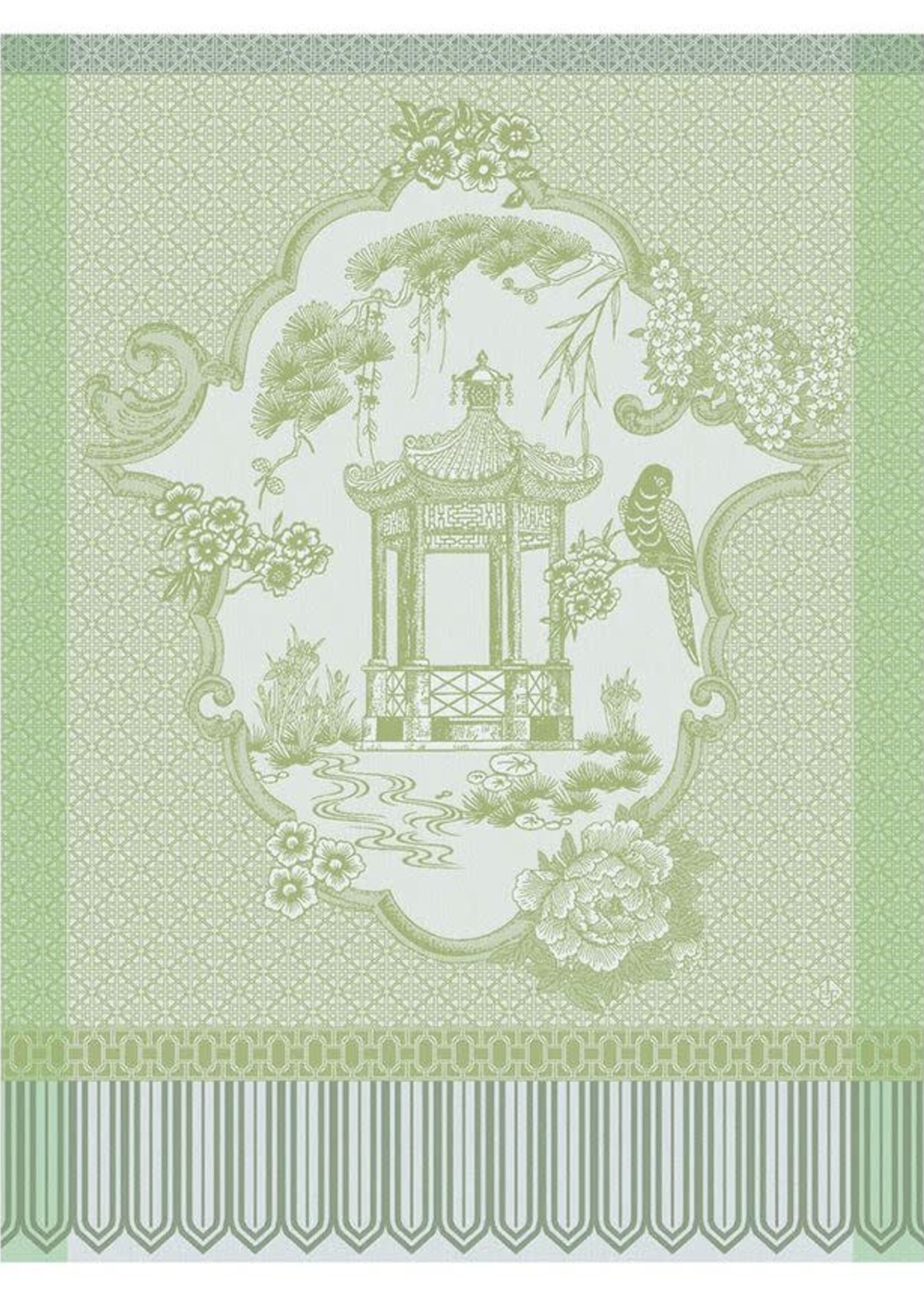 Le Jacquard Francais PROMENADE IMPERIALE GREEN TEA TOWEL 24" x 31"