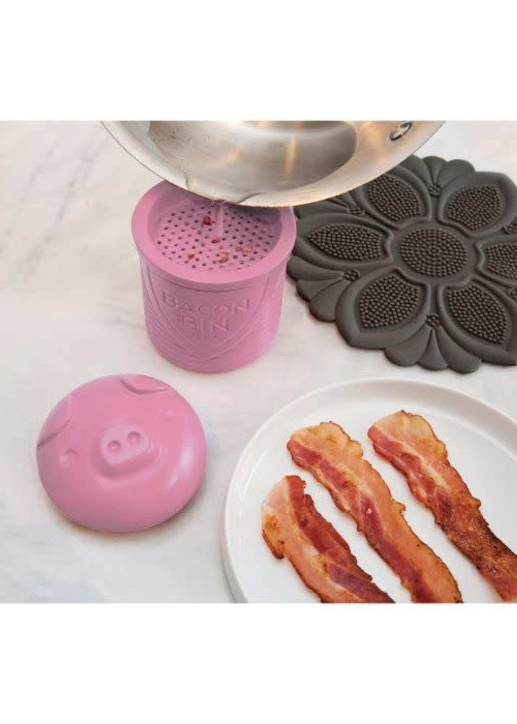 Bacon Bin Grease Holder Pink Pig