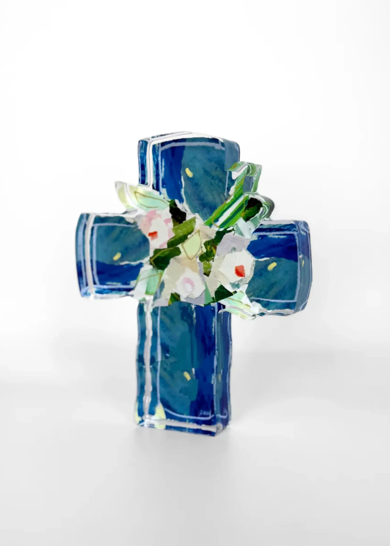 Lauren Dunn Blue Confetti Acrylic Cross
