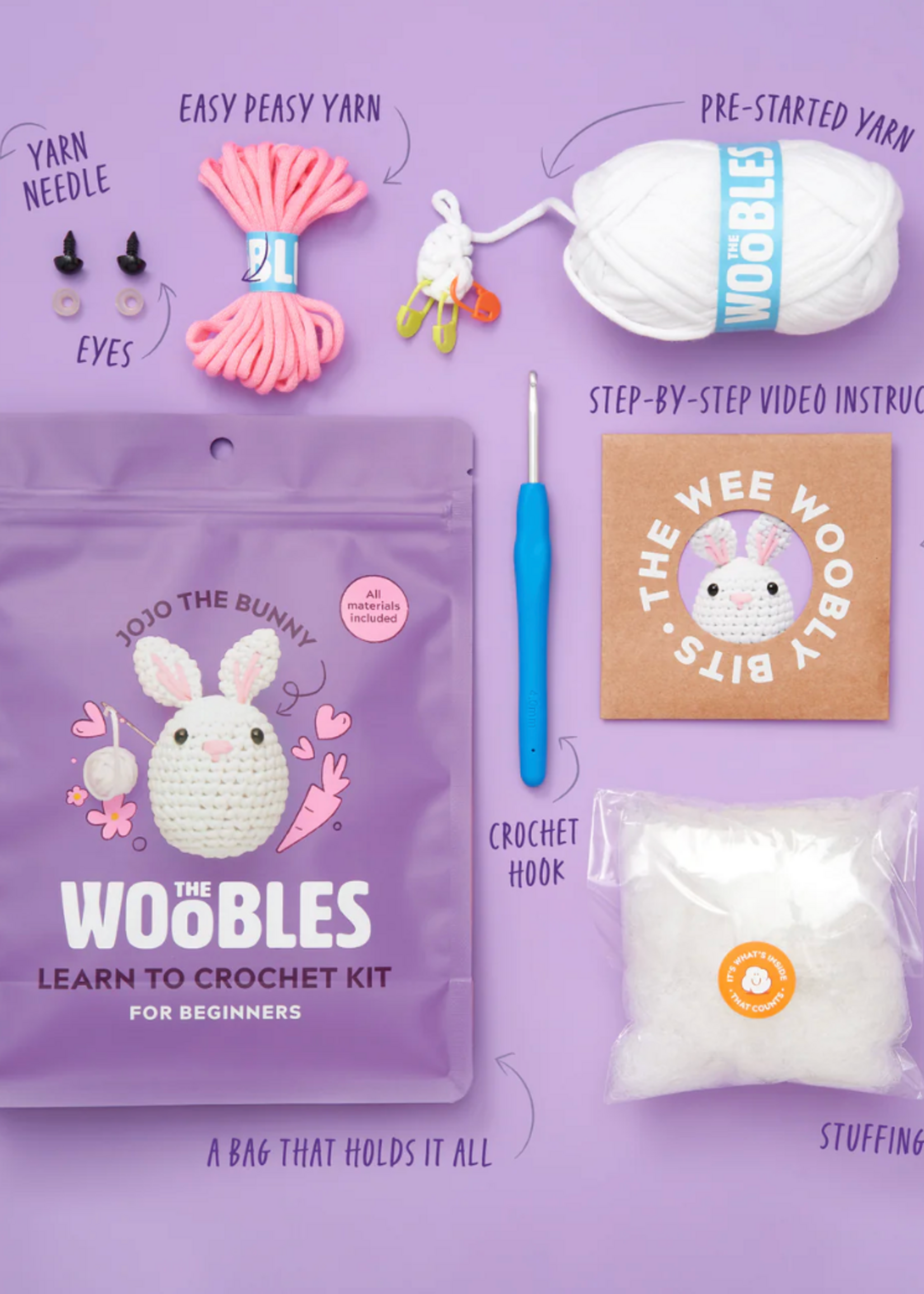 The Woobles Crochet Kit : Jojo the Bunny