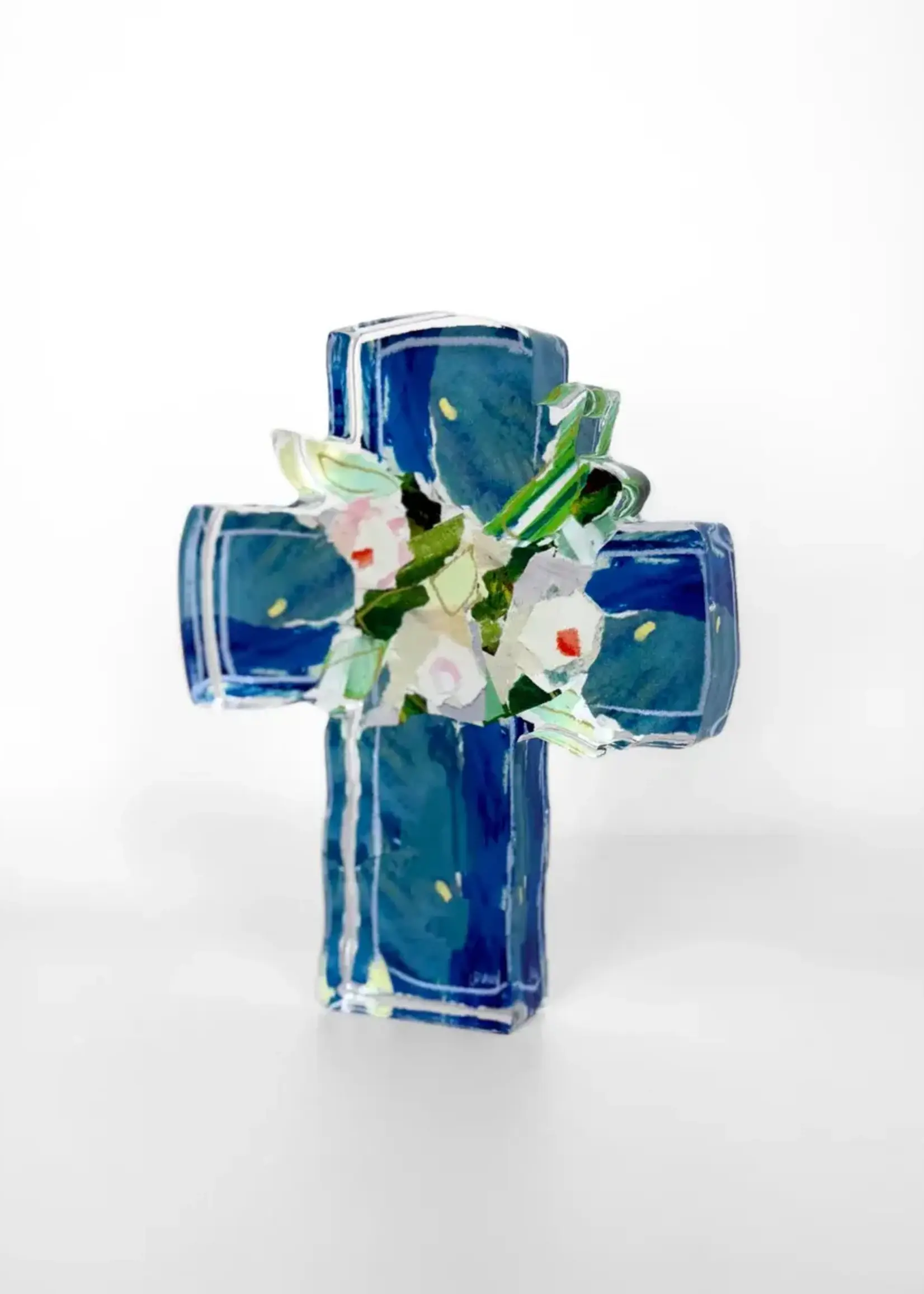 Lauren Dunn Blue Confetti Acrylic Cross