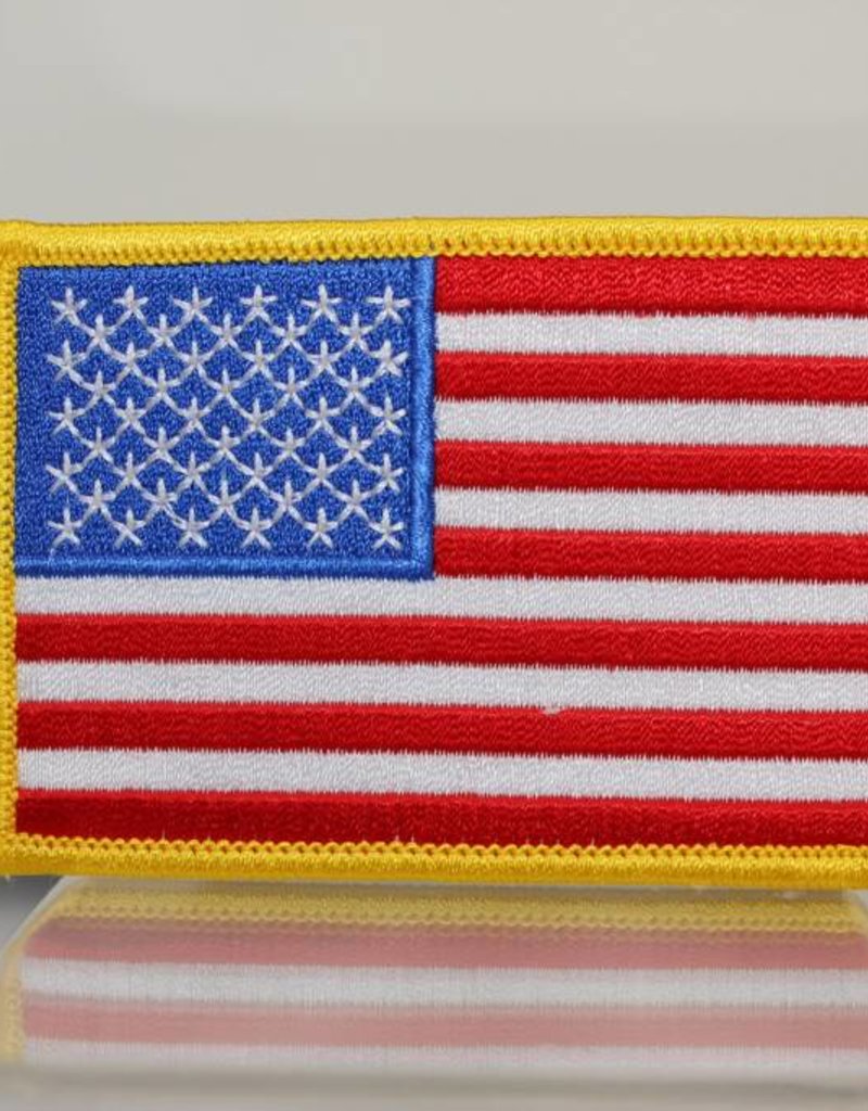 Jumbo US Flag Patch 3 x 5 with Gold Border, Embroidered Iron On American  USA Large Big Flag Star & Stripes