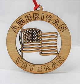 Veteran with US Flag Ornament
