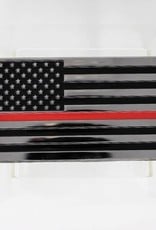 Thin Red Line Chrome Plated Metal Auto Emblem 2.5''x4''