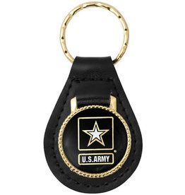 Army Black Star Leather Key FOB