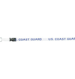 U.S. Coast Guard DEMB in Blue Thread on Removable Clasp White Lanyard