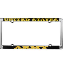 United States Army (Gold on Blk) Thin Rim Chrome Lincense Plate Frame