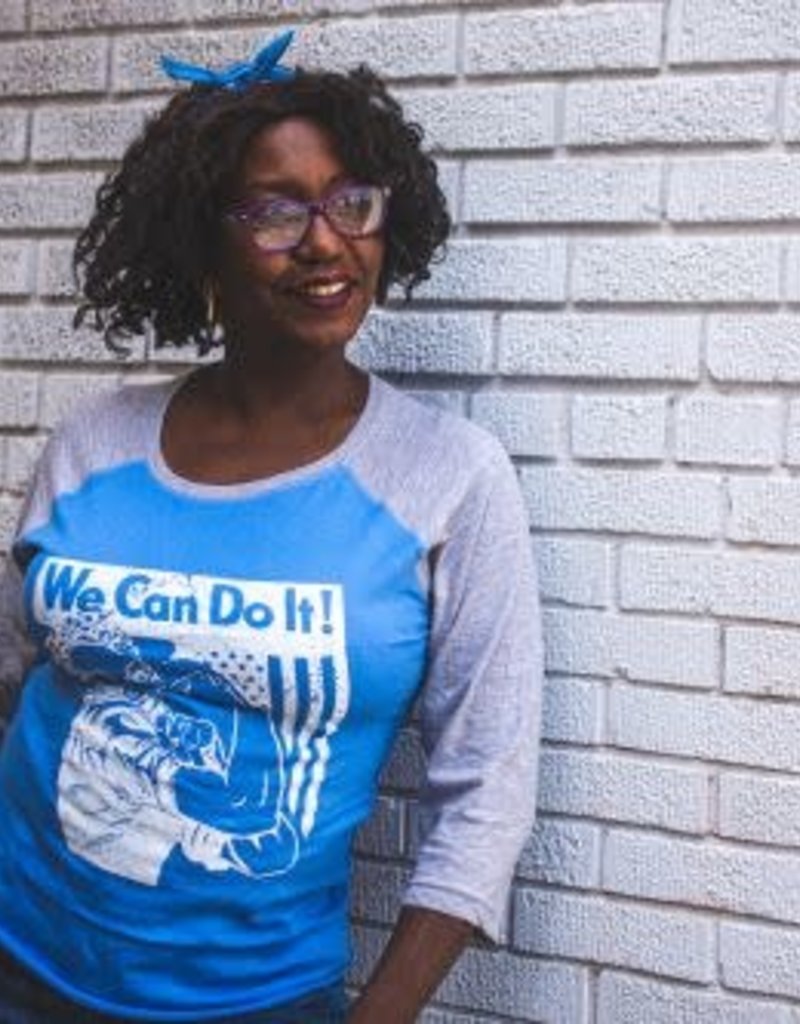 We Can Do It! Rosie Baseball Tee Powder Blue/Gray