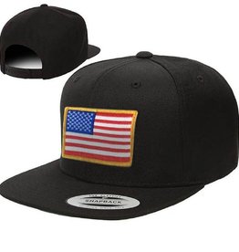 American Flag Baseball Cap, Black Snapback