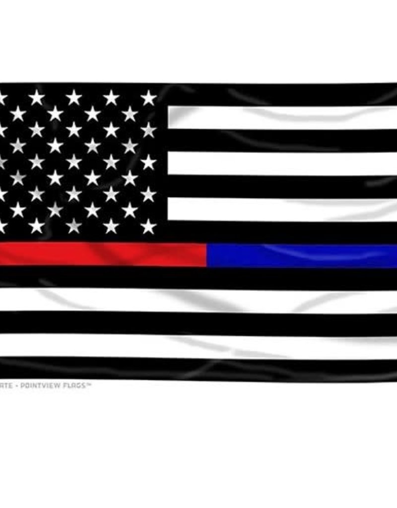 Black and White Thin Red and Blue American Flag