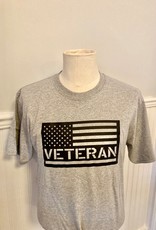 Flag with Veteran Stripe Design on Grey T-Shirt