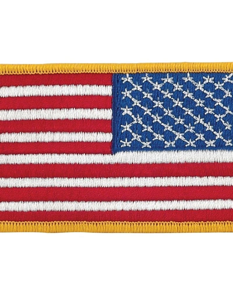 UNITED STATES OF AMERICA FLAG PATCH: Waving Gold Border