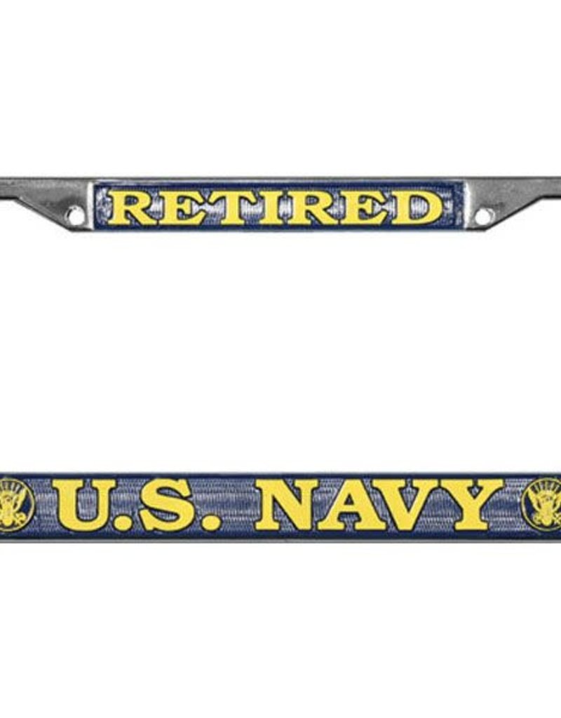 Navy Retired Chrome Auto License Plate Frame