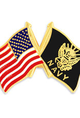 American and Navy Crossed Flags on 1" Lapel Pin