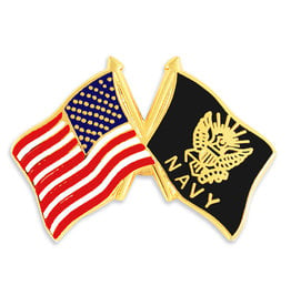 American and Navy Crossed Flags on 1" Lapel Pin