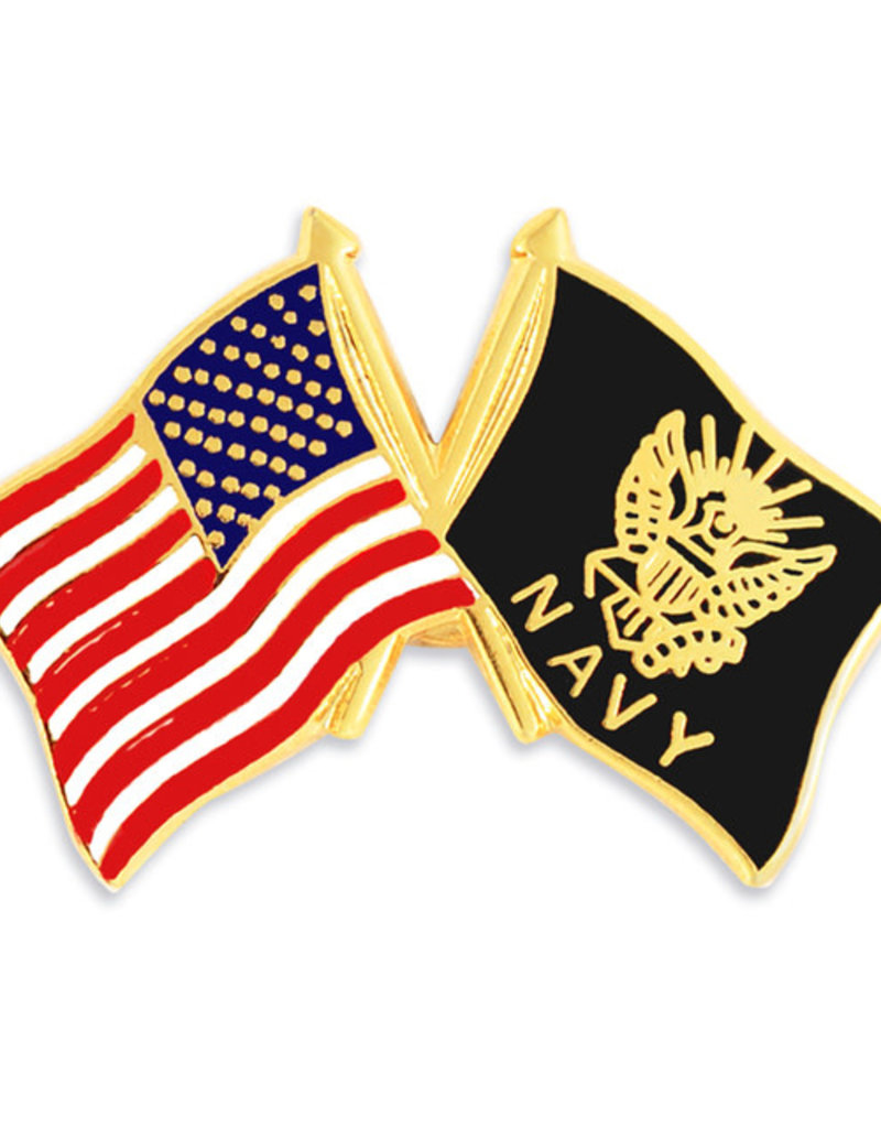 American and Navy Crossed Flags on 1" Lapel Pin