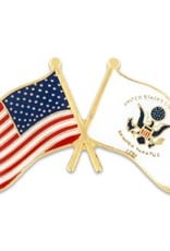 American and Coast Guard Crossed Flags on 1" Lapel Pin